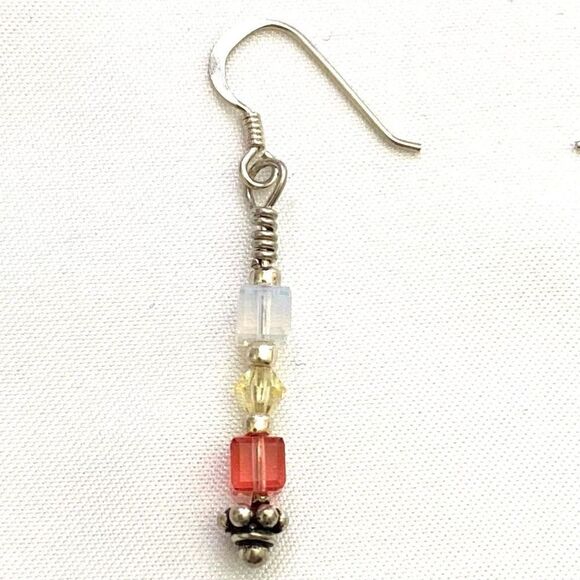 OY# Sterling 925 Silver & crystal 1 3/4 “ Dangle Earrings - Picture 5 of 8